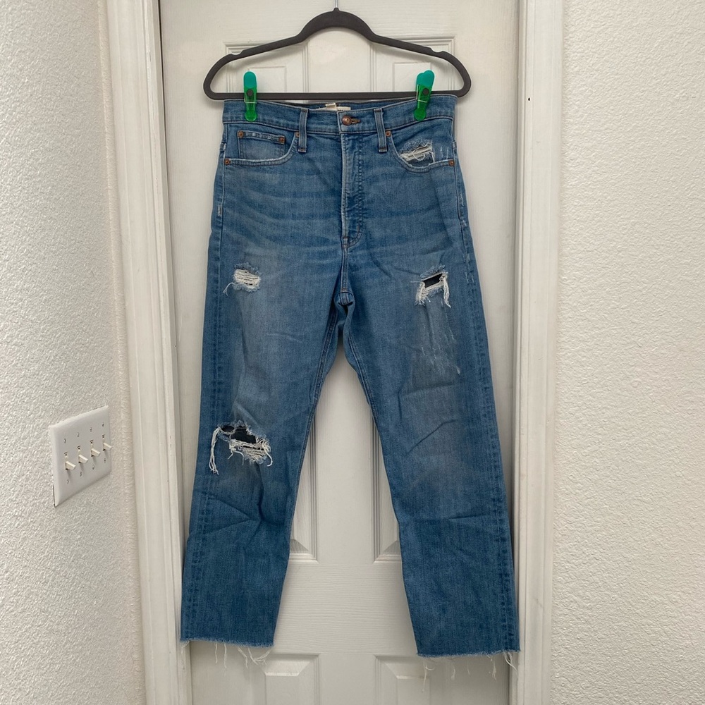 Distressed Rivet and Thread Jeans